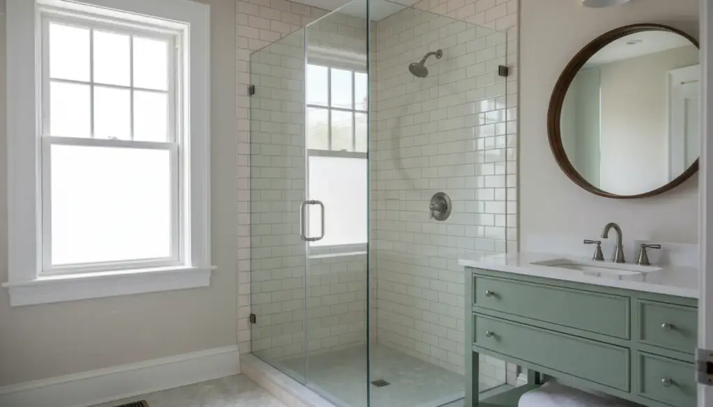 Bathrooms, tile and glass